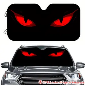 1pc black background with red eye pattern 2D high-definition printing on car sunshade, effectively blocking sunlight, suitable for decorating the front windshield of trucks, General Motors, and RVs, Car Sun Shades