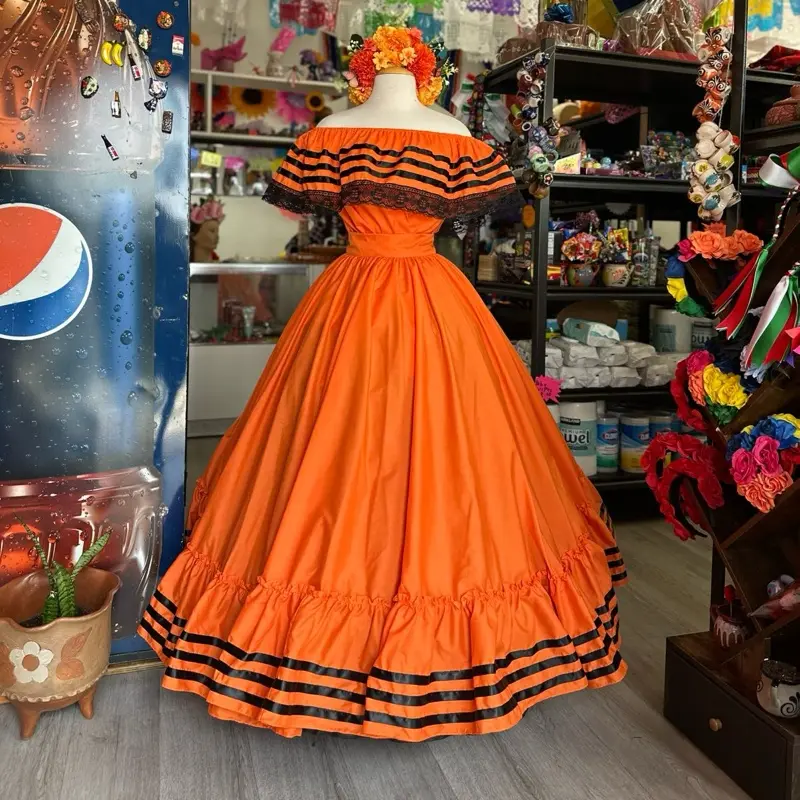 Vibrant Día de los Muertos Mexican Skirt – Handcrafted Folk Art Style 3 piece