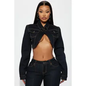 Pinegrove Cropped Denim Bolero Jacket - Dark Wash