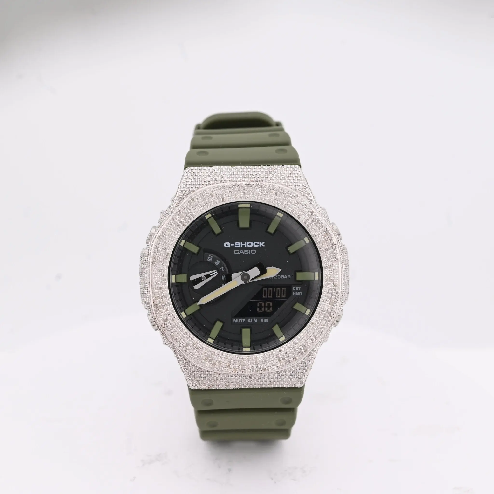 G-Shock 2100 5CT Natural Diamond Green Band Black Face Watch