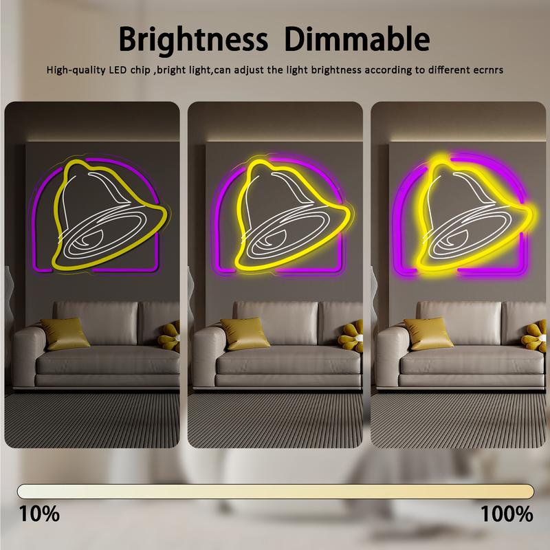 Taco Neon Signs for Wall Decor,Dimmable Bell Led Neon Light for Mexican Restaurant Decor,USB Powered for Kitchen Coffee Bar Coffee Shop Business Birthday Christmas Gifts(13.3 * 11.4in)