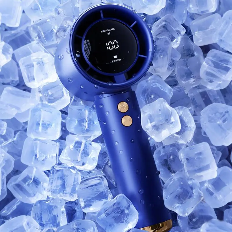 Portable Handheld Fan, Adjustable Mini USB Rechargeable Personal Fan, Digital Display, Ideal for Home Office Outdoor Use