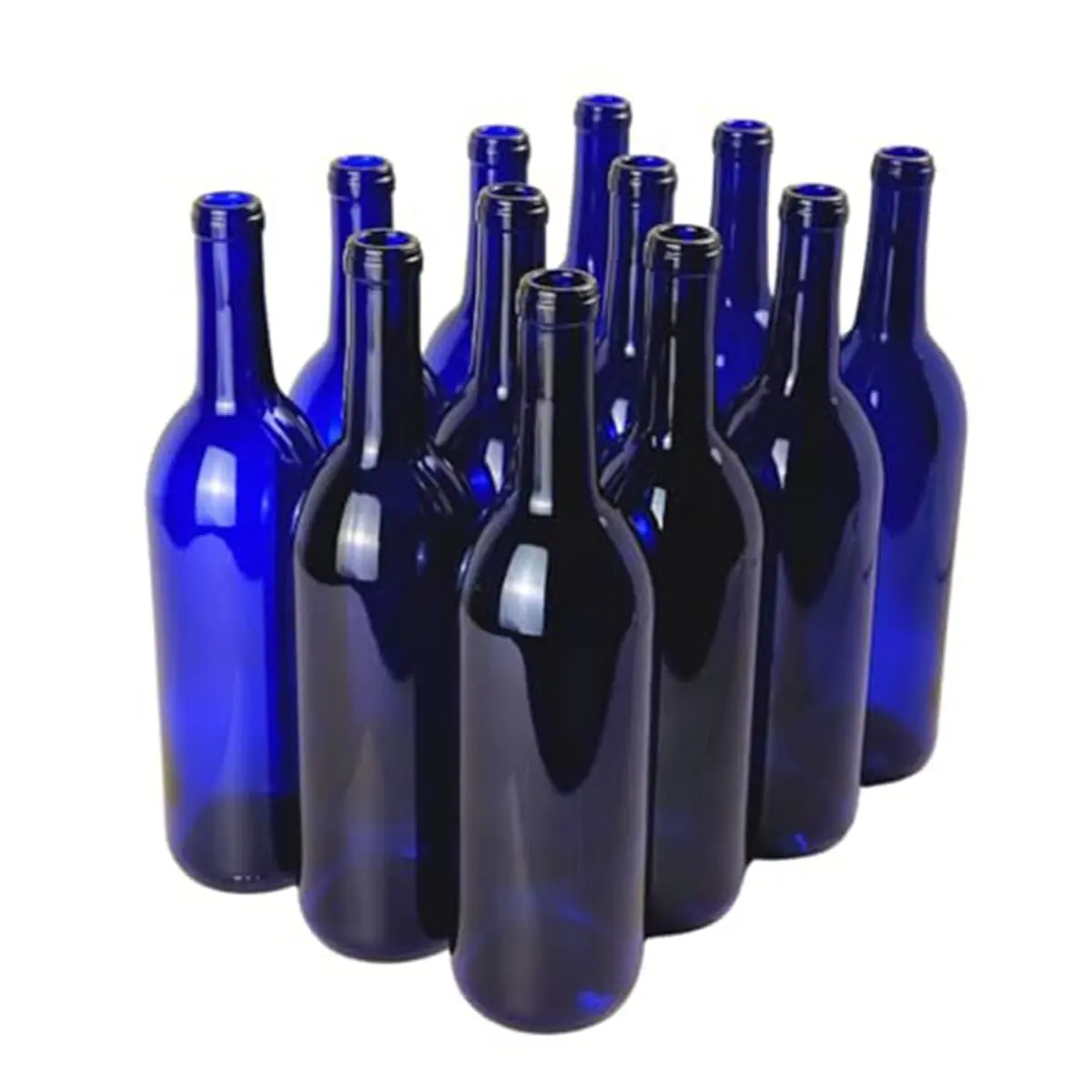 Blue Wine Bottles 750ml W5 Bordeaux, 12-Count - NO CORKS | Food-grade Blue Wine Bottles Empty for winemaking, mead and liquor storage | Accepts #8 or #9 corks | Empty 750 ml bottle