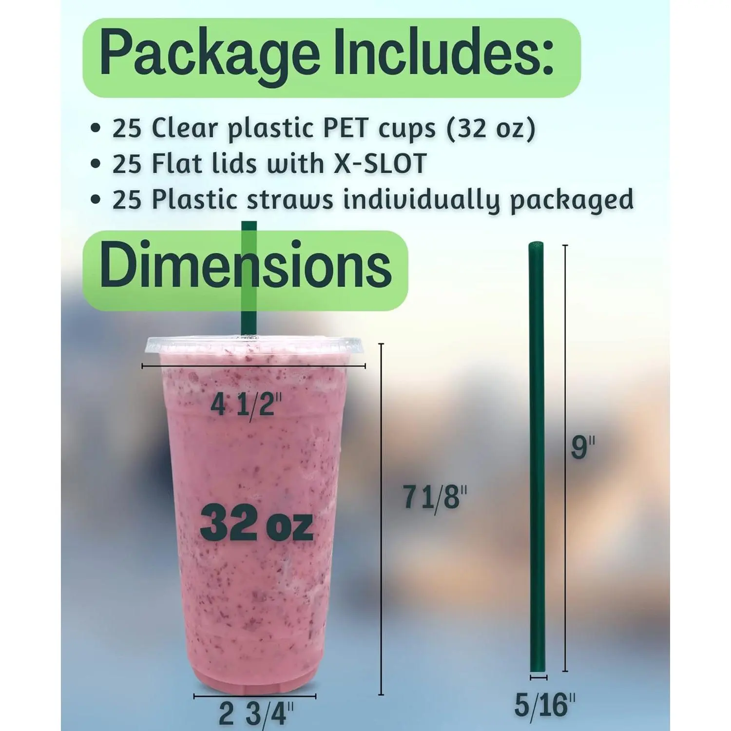 32 oz Clear Plastic Cups with Lids and STRAWS, Disposable Drinking Cups for  Cold Drinks, Iced Coffee, Milkshakes, Smoothies, 25 Sets - TikTok Shop
