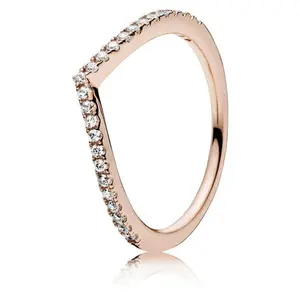PANDORA Shimmering Wish Clear CZ Wishbone PANDORA Rose ring with clear CZ 186316CZ-46