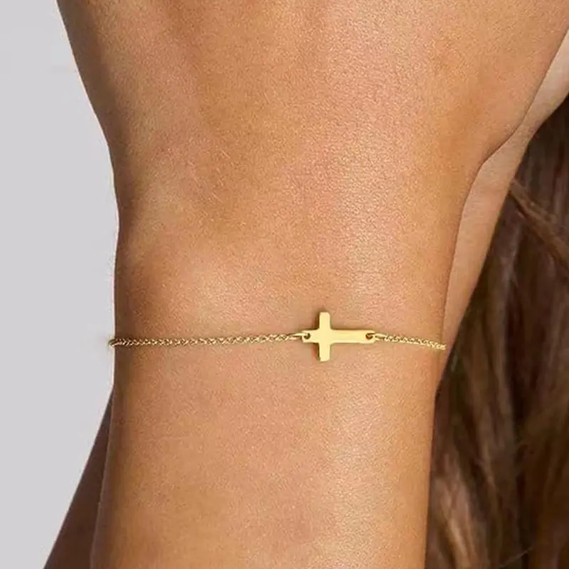 Minimalist Temperament Cross Design Bracelet, Fashion Jewelry for Party, Daily Clothing Decor, Trendy All-match & Exquisite Jewelry for Birthday Gift