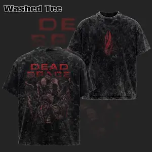 Superstyle Dead Space  Necromorph Encounter Edition Double Printed Oversize Lightweight Acid Washed Tee Game Graphic Design Top 100% Cotton 250gsm Streetwear Game T-Shirt Clothes Menswear Womenswear