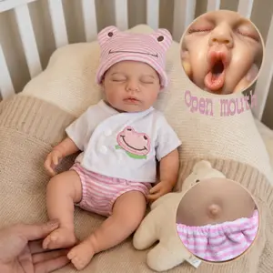 1PC 12.6 Inch Can Open Mouth Full Body Solid Silicone Reborn Doll Loulou With 3D Painted Skin Washable Soft Touch Feelings Newborn Doll Toys For Festival Gift