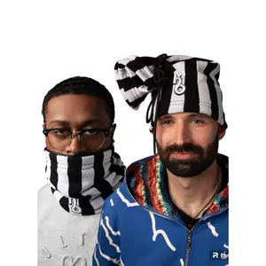 Black & White 90's Tied hat and Neck Wammer (satined lined)