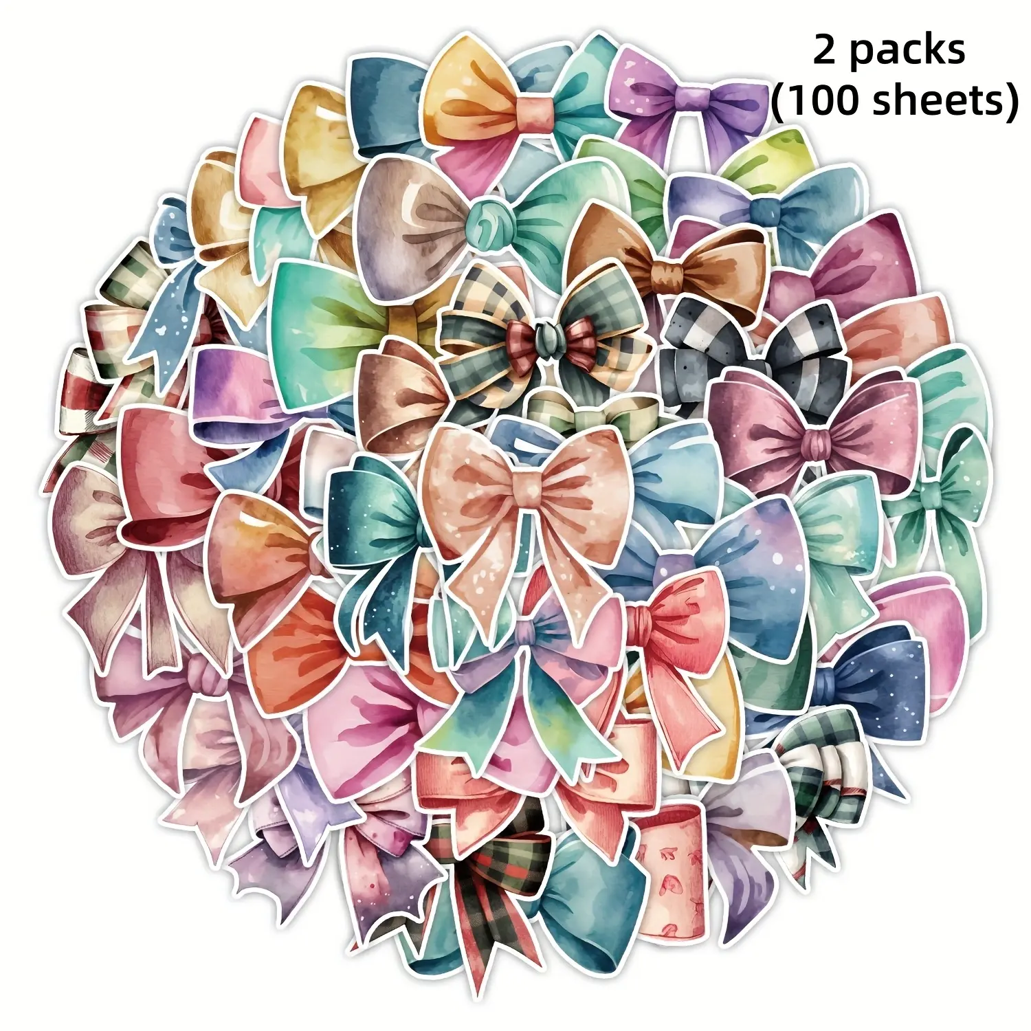 HD PVC Bow & Mushroom Shape Stickers (2 Packs, 100 Sheets Total) - Assorted Designs Home Accessories, Room Accessories for Teachers, Crafting Fun, Gift Wrap Decorating, DIY Crafts, High-Def Print
