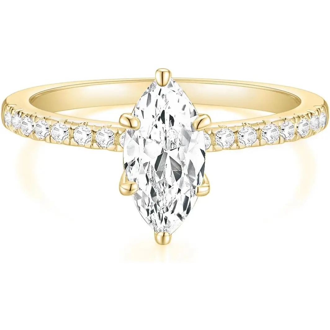 2CT Engagement Ring for Women Marquise Cut Cubic Zirconia Wedding Band CZ Promise Anniversary Ring Size 3-12