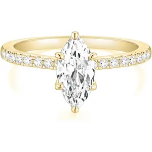 2CT Engagement Ring for Women Marquise Cut Cubic Zirconia Wedding Band CZ Promise Anniversary Ring Size 3-12