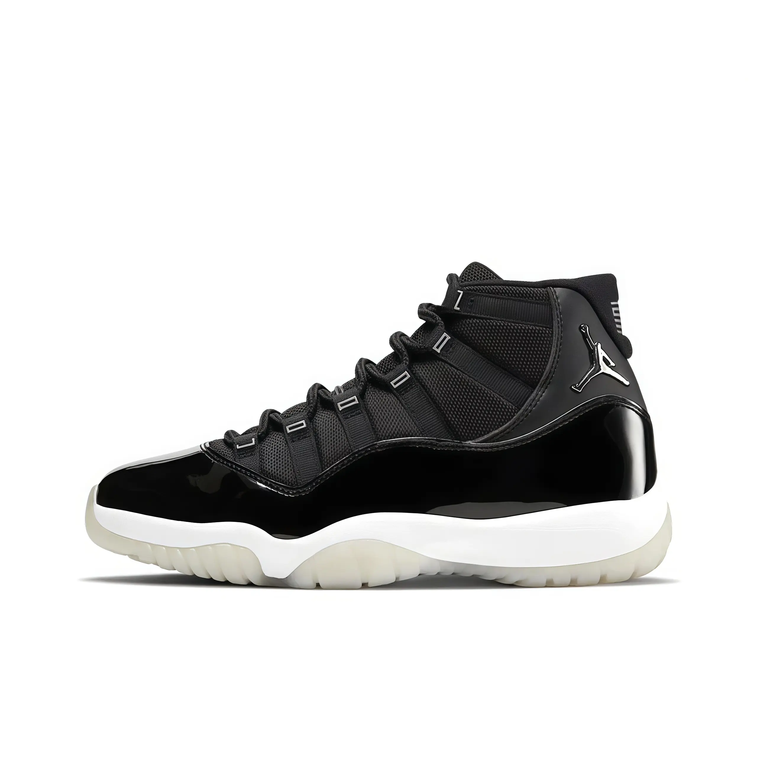 High top basketball sneakers black glossy leather cream outsole woven lining stable traction minimalist city wear all day comfy popular streetwear festival ready head turning sport sneakers