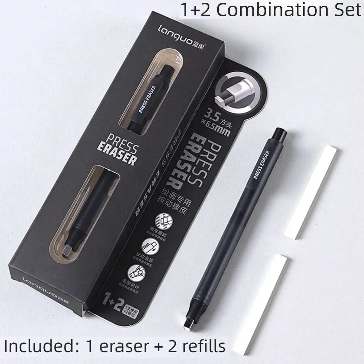 Press-Action Pen-Shaped Eraser with Replaceable Refill, Ideal for Sketching & Highlighting, Clean Surface Without Residue, Artistic Use