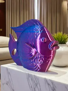 Iridescent Fish Statue: Aurora Prism Color-Shift - Coastal Decor