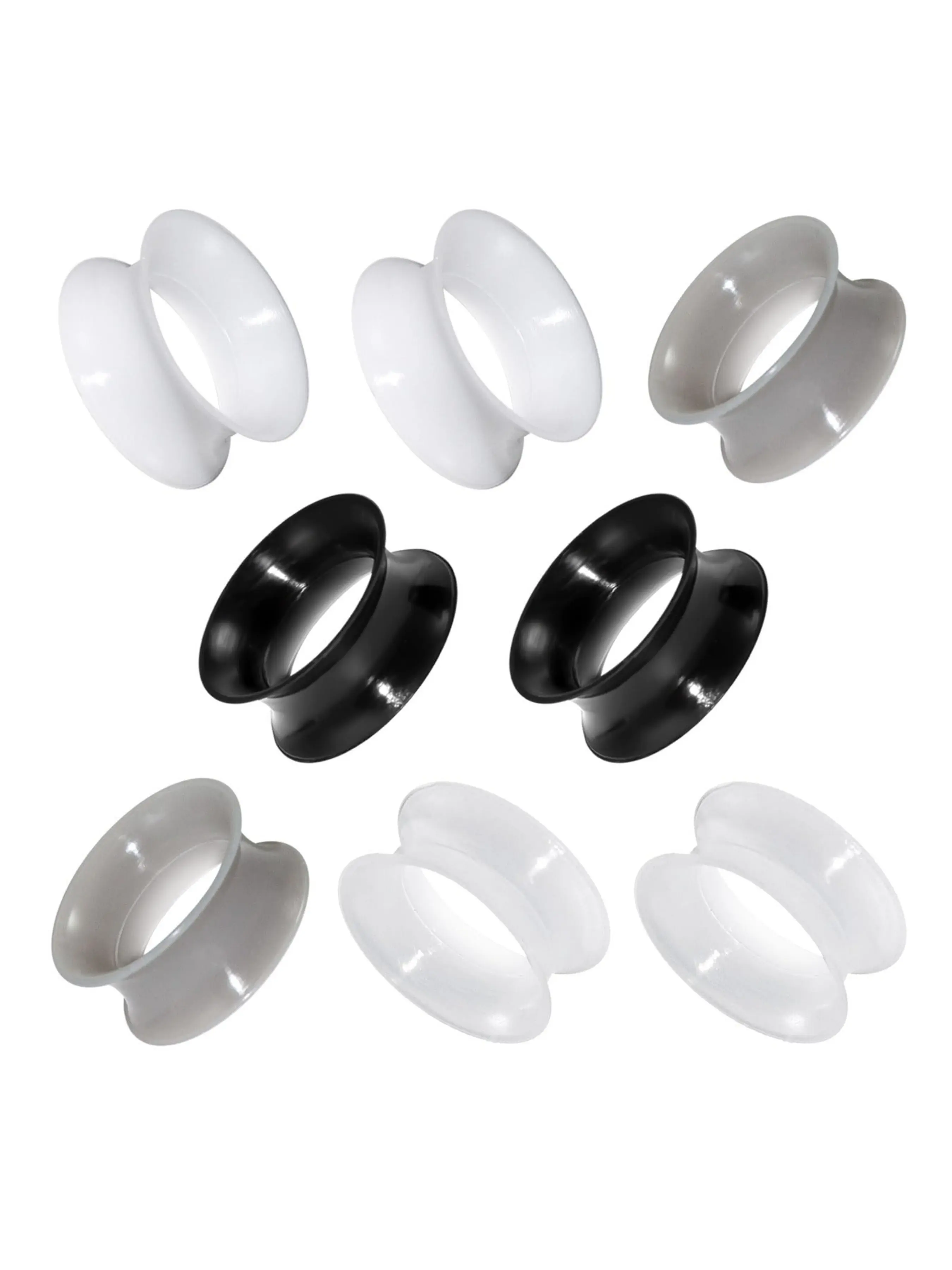8Pcs Silicone Ear Gauges Lightweight Flexible used for measuring earplugs, ear canals and earlobe, with bilateral flanges for diameter measurement, extendable flesh expansion device Ear Stretching, suitable for both men and women.