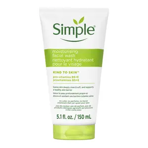 Simple Kind To Skin Moisturizing Face Wash - Facial Cleanser with Vitamin B5 and E - Removes Oil, Dirt, and Other Impurities - Sulfate Free - 5 oz