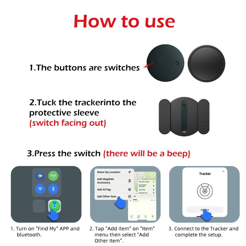 GPS Tracker for Car,Mini Trackers Device with Weatherproof Magnetic Case-No Monthly Fee-Best Hidden GPS Trackers,Anti-lost Device,Works with Apple Find My,For IOS and Android