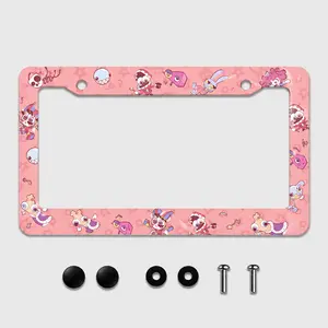 Pink Amazing Digital Circus License Plate Frame, Cute Cartoon Character Car Tag Holder, Kawaii Auto Accessory, Fan Gift Vehicle Decor