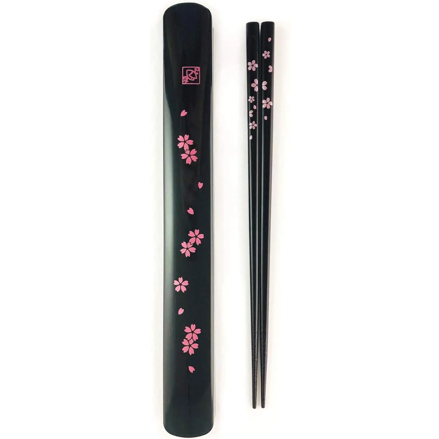 Portable Plastic Chopsticks with Case - Chinese-Korean Style, Sakura Themed, Dishwasher Safe Home Travel Cutlery