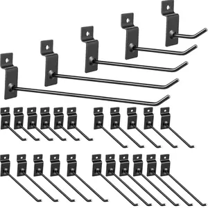 Moxweyeni 50 Packs Slatwall Hanging Hooks Display Hooks Slatwall Accessories 2", 4", 6", 8" and 10" Black Slatwall Hooks Hangers for Garage Shop Retail