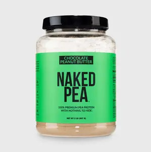 Naked Pea Chocolate Peanut Butter Protein Powder 2LB - Vegan Gluten-Free Dairy-Free Soy-Free GMO-Free with Organic Coconut Sugar - Free of Additives and Artificial Sweeteners - 20g Protein, 12g Carbs - Only 6 Ingredient