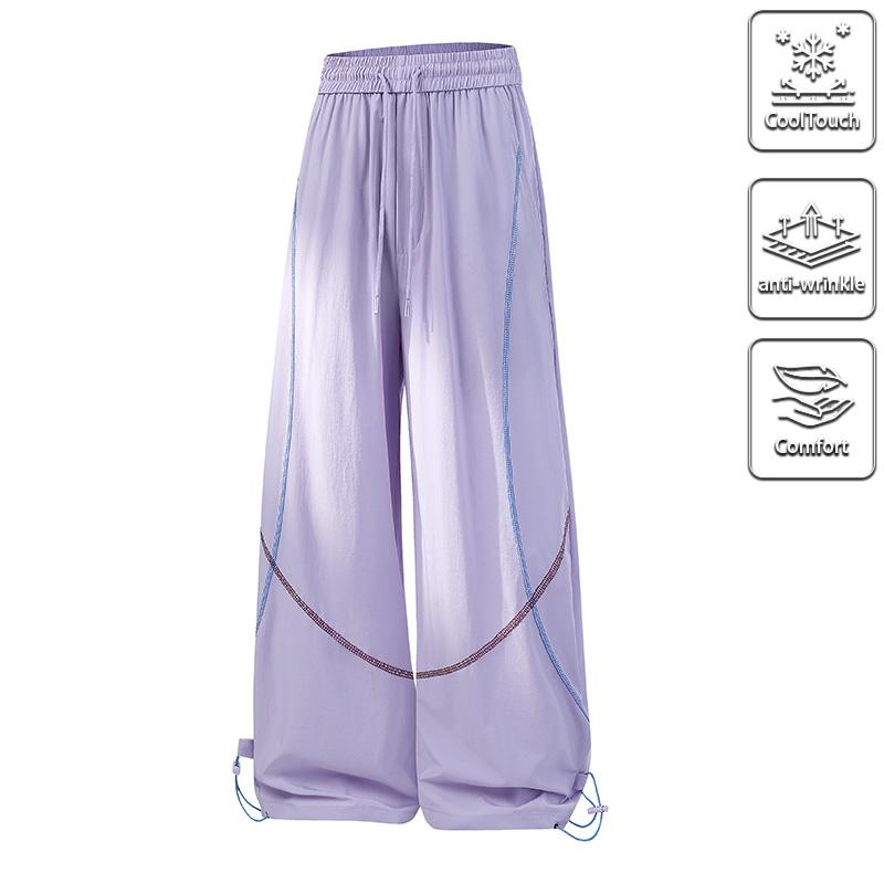Viral Y2K Unisex Baggy Parachute Cargo Pants, High Waist, Cool Touch Anti-Wrinkle Comfort Streetwear Trousers, Summer Essential, Trendy Oversized Wide Leg Pants for Men & Women