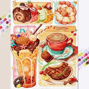 1 DIY diamond painting kit, 5D diamond art set, DIY decoration, food dessert diamond painting kit with full round diamonds, mosaic, diamond art, DIY art home decor, suitable for Christmas.