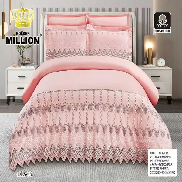 Golden Million 6-Piece Luxury Cotton Bedding Set – Embroidered Quilt Cover Collection