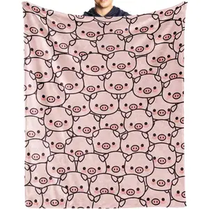 Pig Blanket Gifts, 40"X50" Flannel Fleece Throw Blanket Soft For Girls Boys Adults, Lightweight, Comfortable, Warm Cute Pig Themed Blanket For Bed Couch