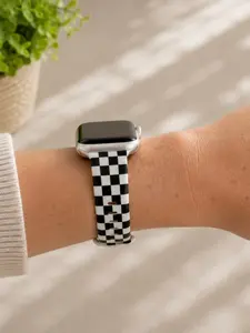 Checkered Watch Band – Black & White Checkerboard Silicone Watch Strap – Trendy Aesthetic Watch Band