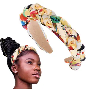 Twist Headband Print Headbands No Slip Wide Headbands Statement Padded Hair Hoop African Handmade Hair Accessories for Women and Girls