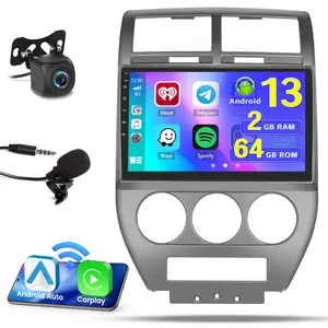 [4Core 64G] Android 15 Car Stereo for Jeep Compass Patriot 2007-2010, 9 Inch Touchscreen Compass Patriot Radio Wireless Carplay Android Auto GPS WiFi BT/EQ/FM/RDS Mirror Link SWC Backup Cam fathersdaygift