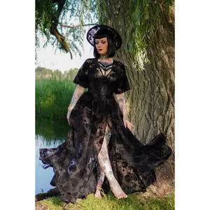 *PRE ORDER* Lydia Wrap Dress in Flocked Rose Black Mesh