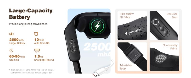 KNOZE Neck and Shoulder Massager with Heat, Cordless Back and Neck Massager, Upgraded Graphene Heating, 4D Shiatsu Deep Kneading Massage for Shoulder, Back,Leg,Pain Relief, Portable Gifts for Dad Mom Friend