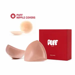 PUFF Invisible Lift Sticky Bra Inserts for Women, Patented No Sew Adhesive Bra Pads, Push Up Cleavage Enhancer, Nipple Slip Coverage, Reusable Fashion Bra Inserts for Low Cut Tops, Dresses & Womenswear