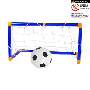 Folding Football Goal Post Net Set, 1 Set Mini Soccer Ball Goal Post Net Set with Football & Pump, Portable Soccer Goal, Indoor & Outdoor Sports Toy, Birthday Gift