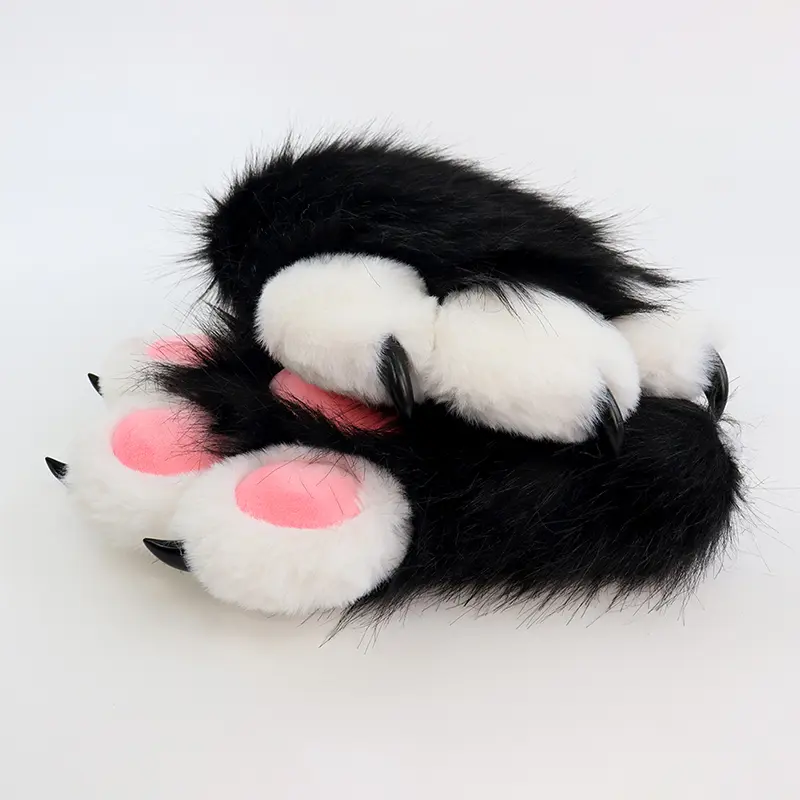 Cute Plush Cat Paw Gloves with Squeaker – Soft Furry Cosplay Costume Props for Halloween, Party & Dress Up