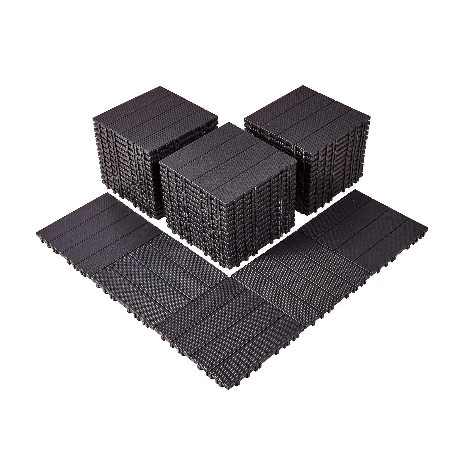 VEVOR Interlocking Deck Tiles, 54 Pack,12"x12" 54 sq. ft Plastic Waterproof Outdoor Flooring All Weather Use, Patio Floor Decking Covering Tiles for Porch Poolside Balcony Backyard, Dark Brown#SohoChic