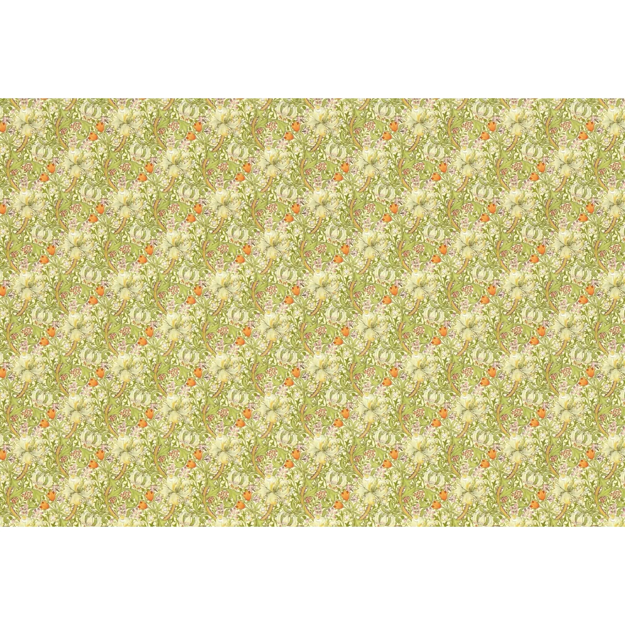Dollhouse Wallpaper William Morris Tulips Flowers White Green 1:12 Scale Itsy Bitsy