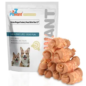 Pawant Dog Chewing Bone Chicken Wrapped Cranberry Peanut Butter Bone Dog Treat Snacks Teeth Cleaning