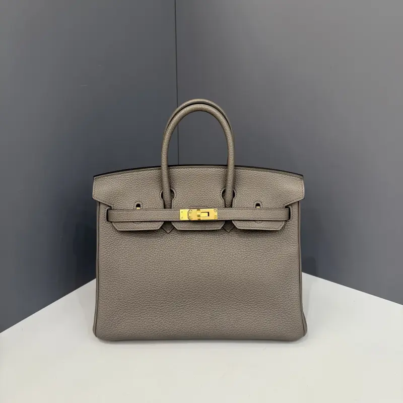 Pre-owned HERMÈS Leather tote bags Hermes Birkin 25 Togo 8F Etain (sc020326a2)