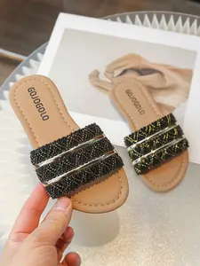 Girls' Luxury Ethnic Style Sandals, Woven Upper, Metal Decor, Anti-Slip Sole, Comfortable for Daily Wear and Outdoor Activities