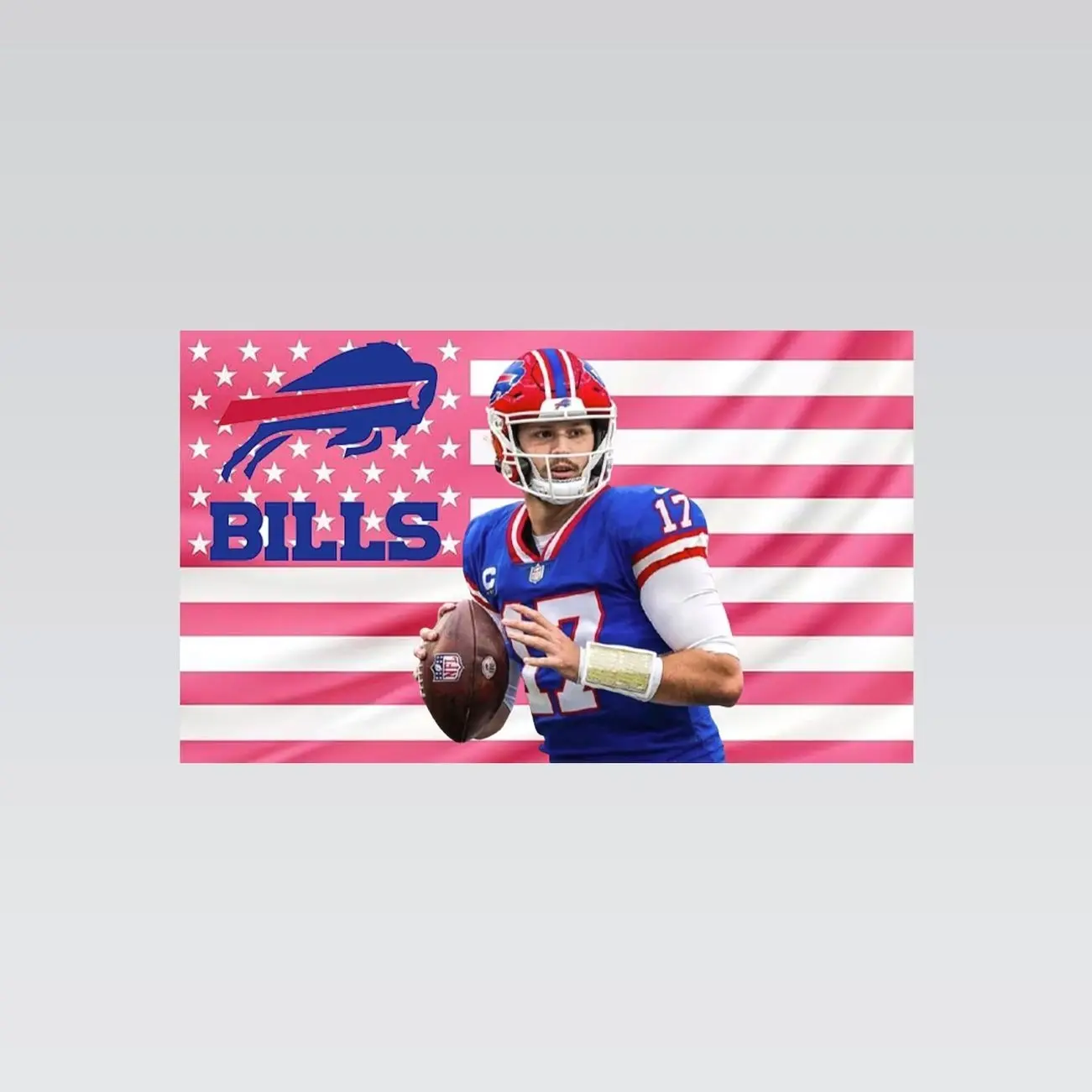 Josh Allen Pink American Flag Tapestry – NFL Football Wall Art Decor | Sports Fan Room Flag | Aesthetic Pink Sports Decor