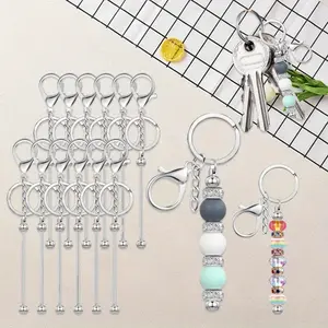 12 Pack DIY Blank Bead Bar Keychain Kit, DIY Jewelry Creative Handmade, Suitable for Decorative Accessories, Bags, Pendants, and Holiday Gifts