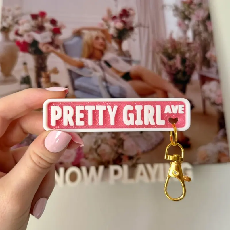 Pretty Girl Avenue Mini Street Sign Keychain | 3D-Printed Sabrina House Tour Decor