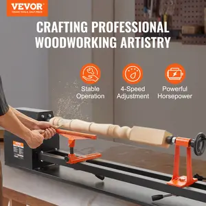 VEVOR Desktop Wood Carving Machine 14inch x 40inch ,0.5 HP 370W Electric Wood Carving Machine, 4 Speed Adjustable 885/1245/1715/2425 RPM, with Guillotine Panel Plastic Handle Hex Wrench, for Woodworking
