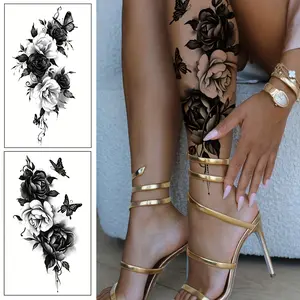 2pcs Waterproof Temporary Tattoo Stickers,Fashion And Sexy Rose, Butterfly Patterns,Suitable For Arms, Neck, Waist, Back, And Legs. Body Art Fake Tattoos Are Perfect For Men And Women, Easy To Apply And Remove,Great Party Decoration And Gift.