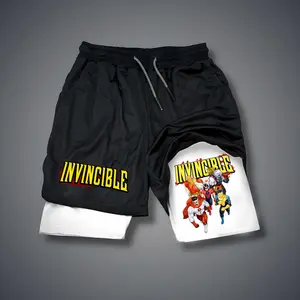 Invincible Double-Layer Sports Shorts Graphic Shorts Black Shorts Camo Shorts Streetwear Shorts Men Outfits Men Short Shorts Vacation Outfits Shorts