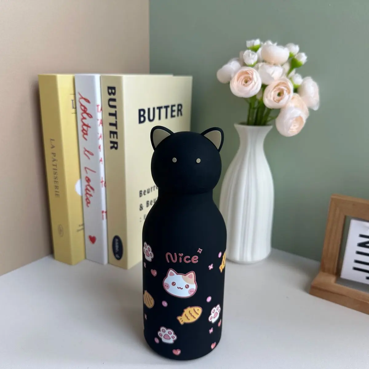 Cartoon  Shaped Insulated Vaccum Water Bottle For Kids Cute Thermoses Bottle Tumbler Keep Drink Hot And Cold 450ml